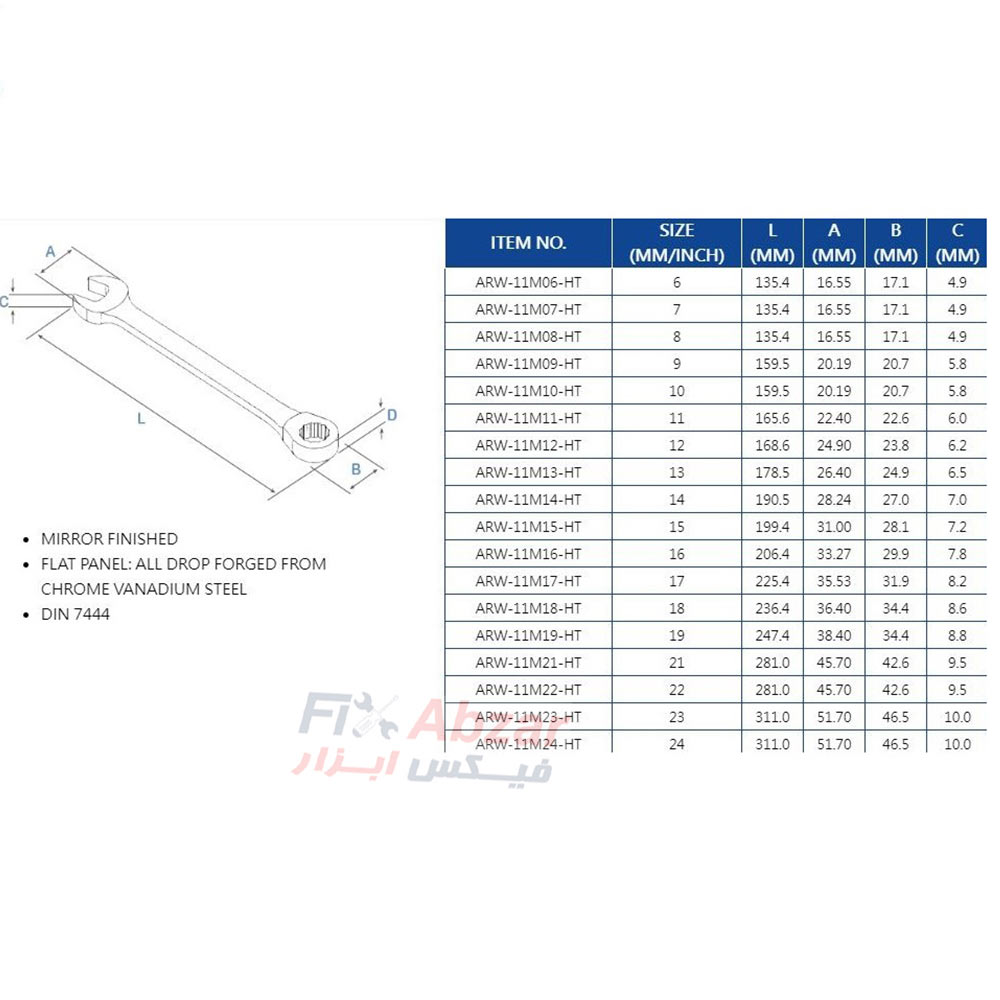 آچار یک سر تخت یک سر رینگی