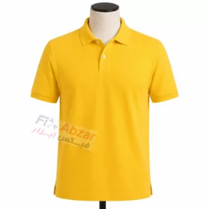تیشرت جودون زرد دو دکمه یقه دار