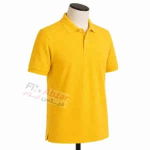 تیشرت جودون زرد دو دکمه یقه دار