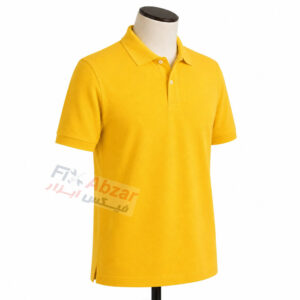 تیشرت جودون زرد دو دکمه یقه دار