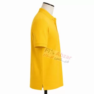 تیشرت جودون زرد دو دکمه یقه دار