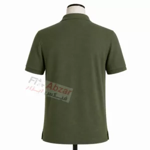 تیشرت جودون یقه دار دو دکمه زیتونی